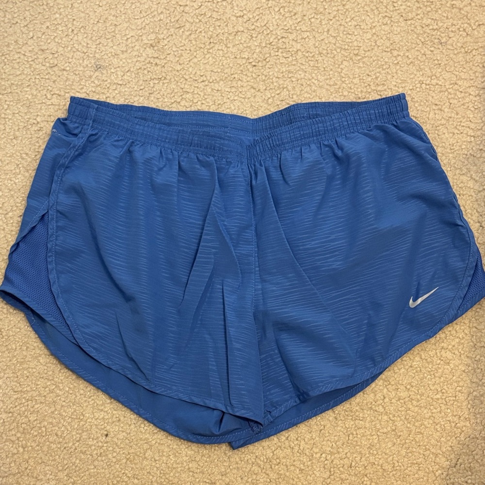 Nike Royal Blue Women's Running Shorts with Silver Swoosh